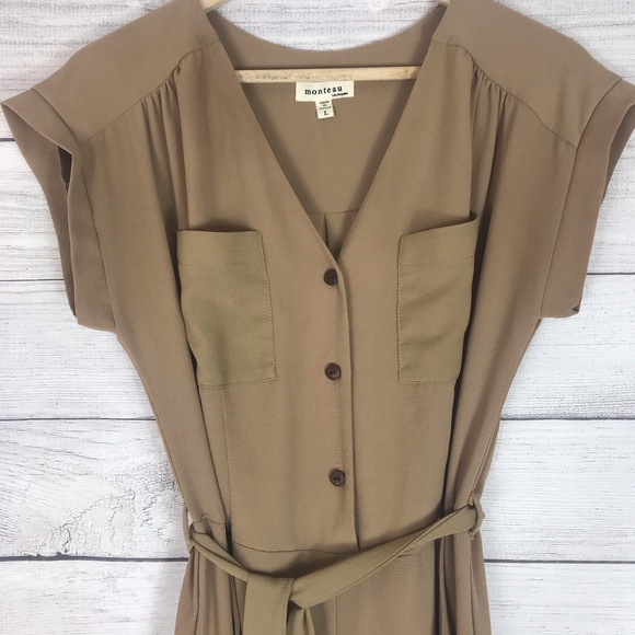 Monteau Brown Jumpsuit with Pockets - Picture 3 of 6